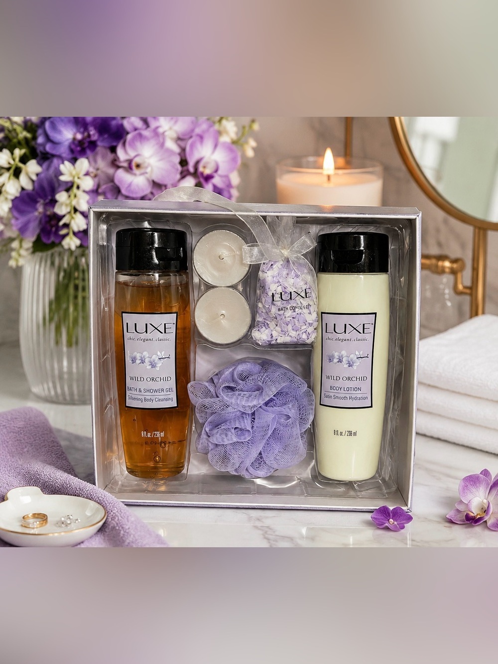 Luxe Wild Orchid Bath & Body Gift Set Spa Bundle Lotion Shower Gel New